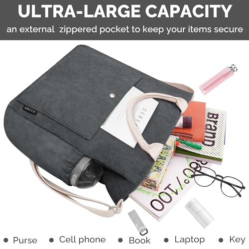 Prite Corduroy Tote: Large Capacity Designer Handbag