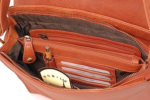 DIANA Tan Leather Crossbody Bag by Catwalk Collection