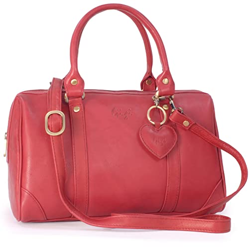 Red Leather Top Handle Handbag - Ladies Medium Size