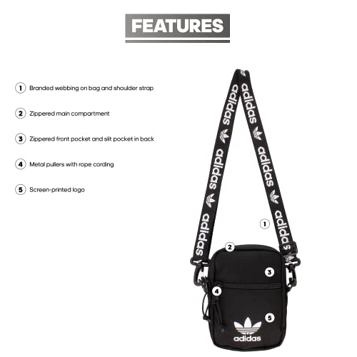 adidas Originals Crossbody Bag, Black/White, One Size