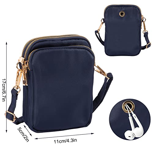 Navy Blue Nylon Crossbody Handbag for Women, 3 Layers