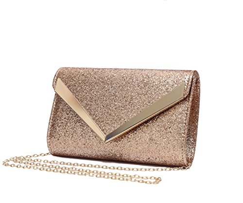Rose Gold Glitter Envelope Clutch for Women by Foxlady