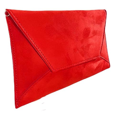 LeahWard Red Suede Clutch for Evening Events