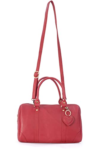 Red Leather Top Handle Handbag - Ladies Medium Size