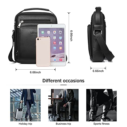 Naudamp PU Leather Business Messenger Bag Black