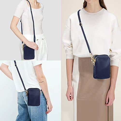 Navy Blue Nylon Crossbody Handbag for Women, 3 Layers