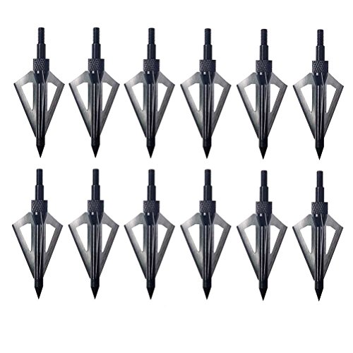 PG1ARCHERY 12pk 3 Blade Hunting Broadheads with Case
