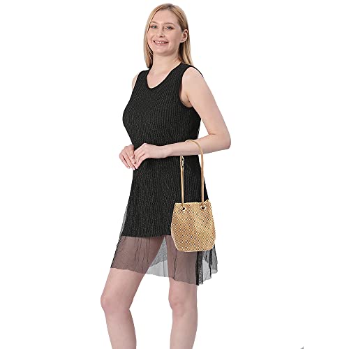 Crystal Rhinestone Evening Purse Clutch for Women (Gold)