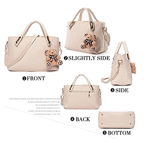FiveloveTwo Womens 4Pcs Designer Handbag Set in Beige