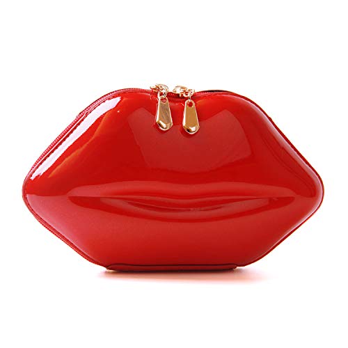 EVEOUT Red Lips Evening Clutch Purse Shoulder Bag