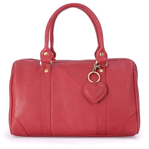 Red Leather Top Handle Handbag - Ladies Medium Size