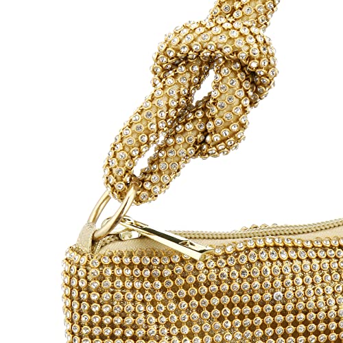 Gold strass embellished shoulder bag for party nights
