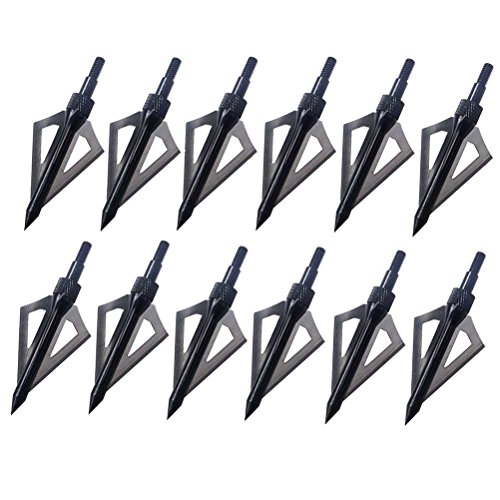 PG1ARCHERY 12pk 3 Blade Hunting Broadheads with Case