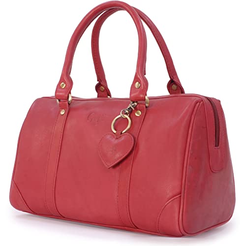 Red Leather Top Handle Handbag - Ladies Medium Size