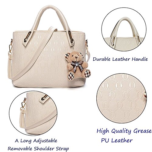 FiveloveTwo Womens 4Pcs Designer Handbag Set in Beige