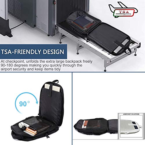 50L Travel Backpack with USB Charging Port - Black