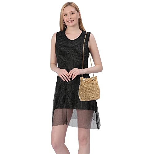 Crystal Rhinestone Evening Purse Clutch for Women (Gold)
