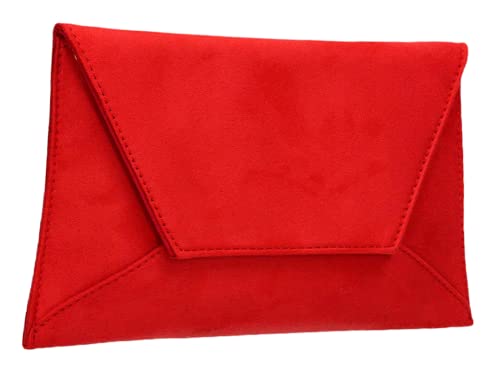 LeahWard Red Suede Clutch for Evening Events