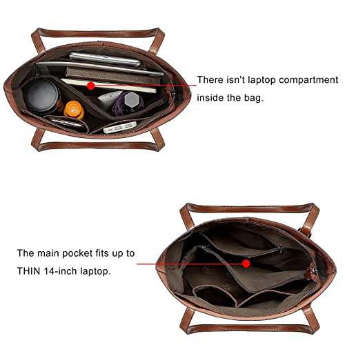 S-ZONE Vintage Leather Tote with Large Capacity