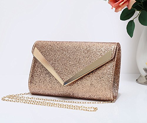 Rose Gold Glitter Envelope Clutch for Women by Foxlady