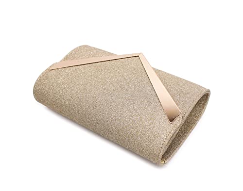 Gold V-Shape Envelope Clutch for Wedding, Prom, Bridal