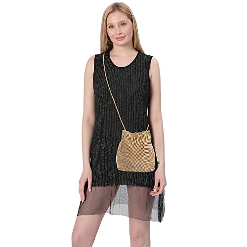 Crystal Rhinestone Evening Purse Clutch for Women (Gold)