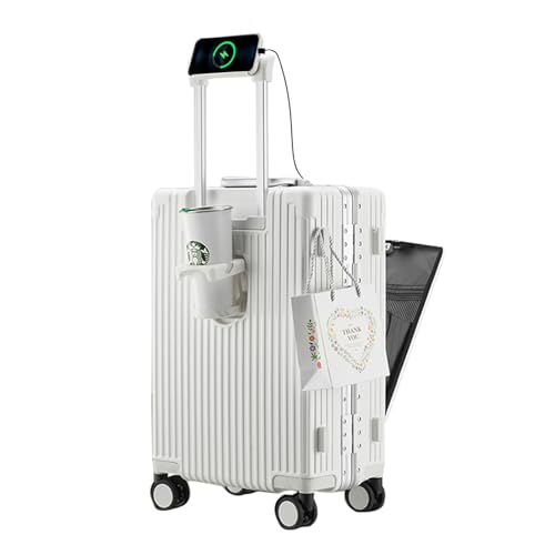 Luxury Hardside Spinner Wheel Carry On Handbag White