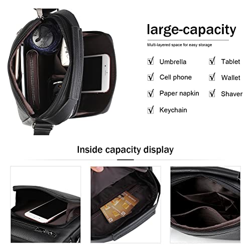 Naudamp PU Leather Business Messenger Bag Black