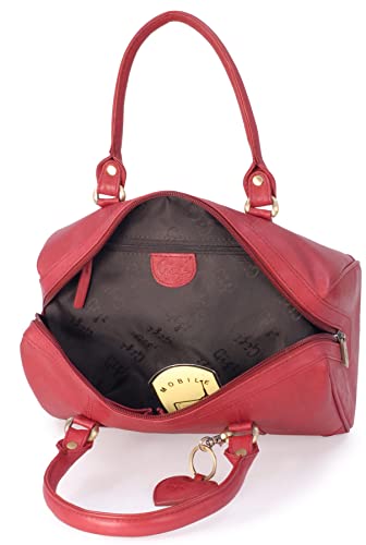 Red Leather Top Handle Handbag - Ladies Medium Size