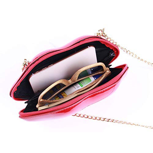 EVEOUT Red Lips Evening Clutch Purse Shoulder Bag