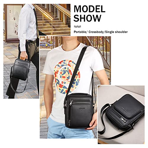 Naudamp PU Leather Business Messenger Bag Black