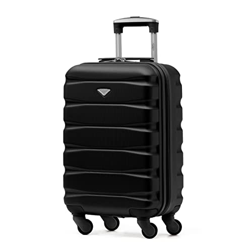 Flight Knight Lightweight 4 Wheel ABS Hard Case Small Suitcase Approved for Over 100 Airlines Including easyJet, British Airways, Ryanair, Jet2, Emirates & Many More - Carry On 55x35x20cm