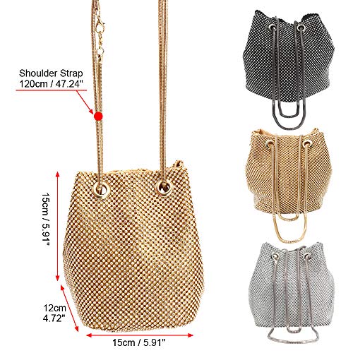 Crystal Rhinestone Evening Purse Clutch for Women (Gold)