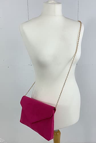 LeahWard Fuchsia Faux Suede Clutch for Women's Events