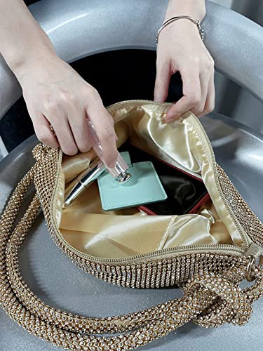 Gold strass embellished shoulder bag for party nights