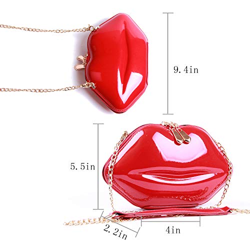 EVEOUT Red Lips Evening Clutch Purse Shoulder Bag