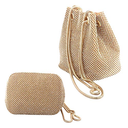 Crystal Rhinestone Evening Purse Clutch for Women (Gold)