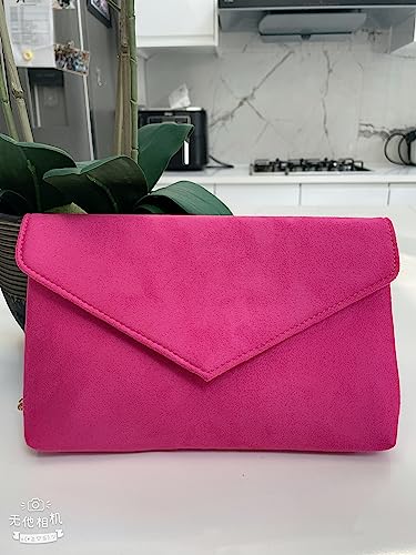 LeahWard Fuchsia Faux Suede Clutch for Women's Events