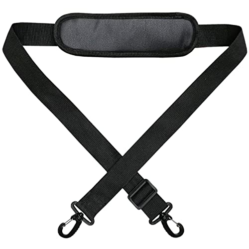 Black designer handbag with adjustable padded strap