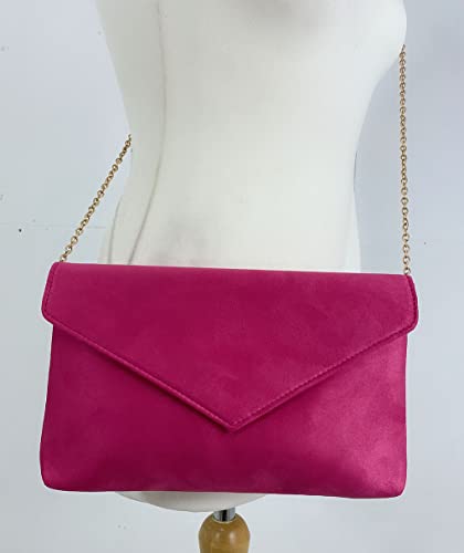 LeahWard Fuchsia Faux Suede Clutch for Women's Events