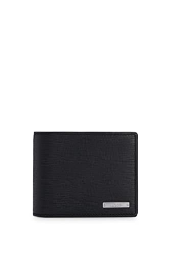 Italian Leather BOSS Mens Trifold Wallet with Logo