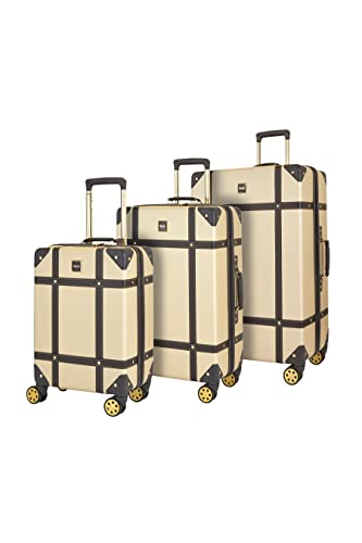 Vintage Gold Suitcase Set with 8 Wheel Spinner