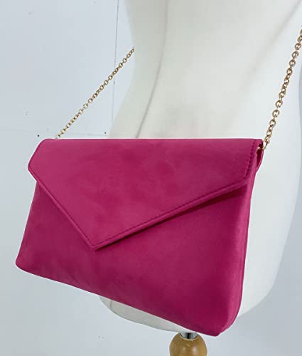 LeahWard Fuchsia Faux Suede Clutch for Women's Events
