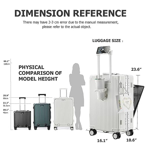 Luxury Hardside Spinner Wheel Carry On Handbag White