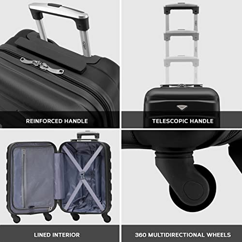 Flight Knight Lightweight 4 Wheel ABS Hard Case Small Suitcase Approved for Over 100 Airlines Including easyJet, British Airways, Ryanair, Jet2, Emirates & Many More - Carry On 55x35x20cm