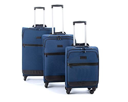 Designer Navy 4-Wheel Cabin Bag - Lightweight, Easy Roll