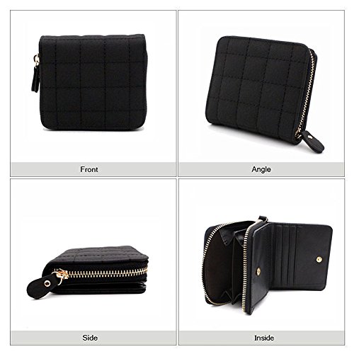 Aeeque Women's Short Grid Style Wallet - Black