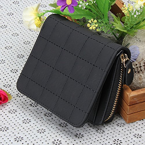 Aeeque Women's Short Grid Style Wallet - Black