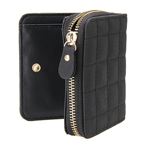 Aeeque Women's Short Grid Style Wallet - Black