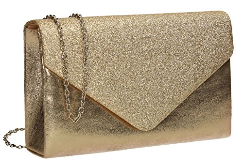Gold Glitter Envelope Clutch - SwankySwans Kelly
